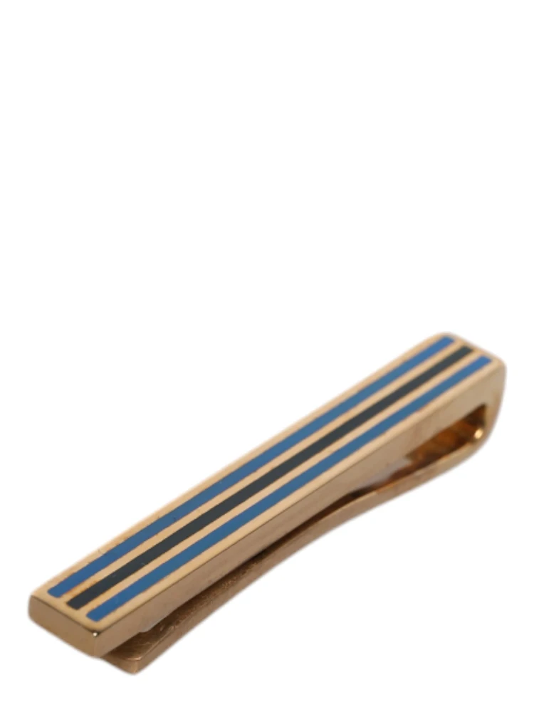 Gold Tone Brass Logo Branded Tie Clip Bar
