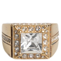 Gold Tone Sterling Silver 925 Crystals Ring