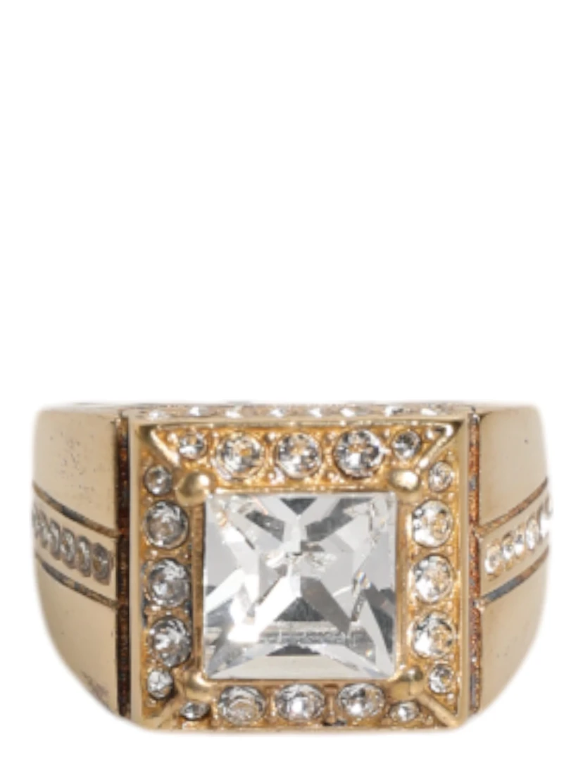 Gold Tone Sterling Silver 925 Crystals Ring