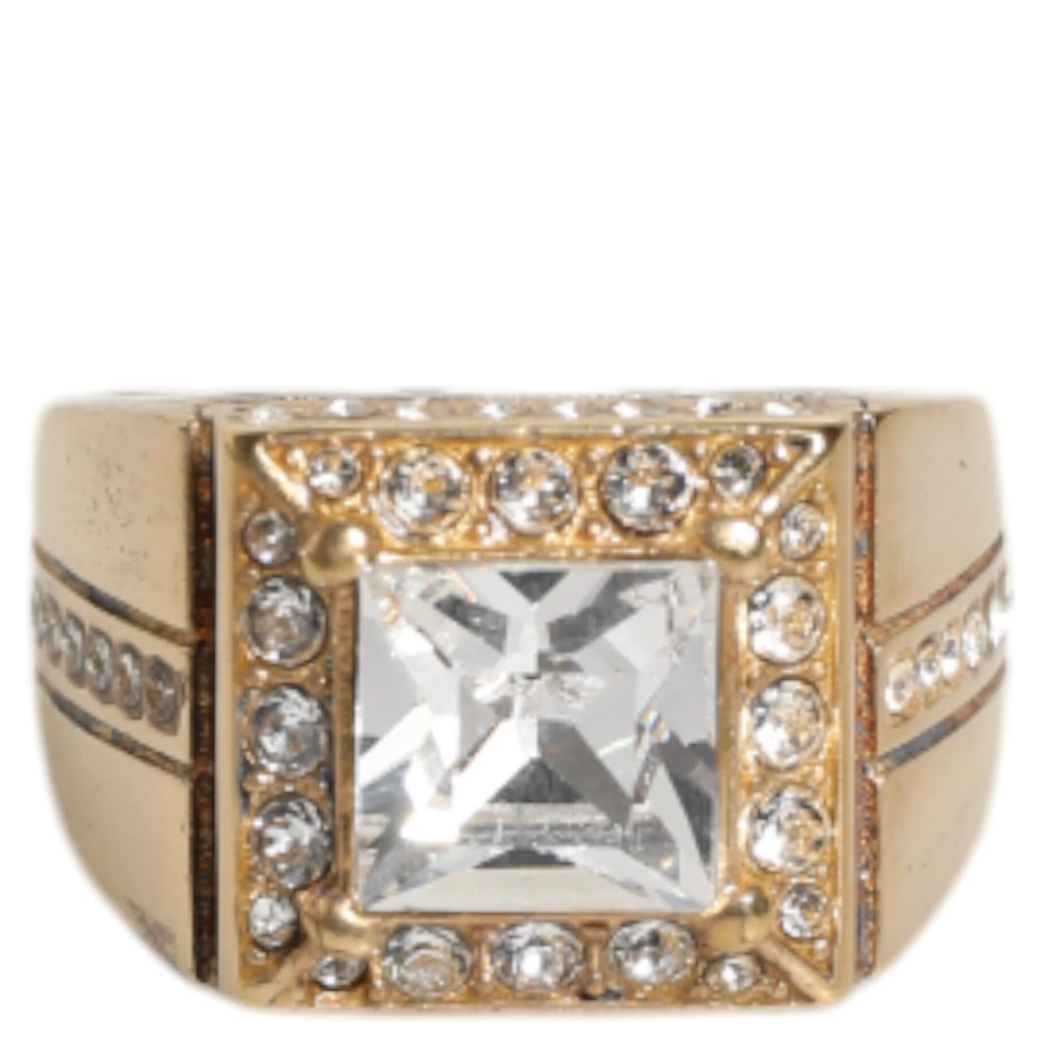 Gold Tone Sterling Silver 925 Crystals Ring