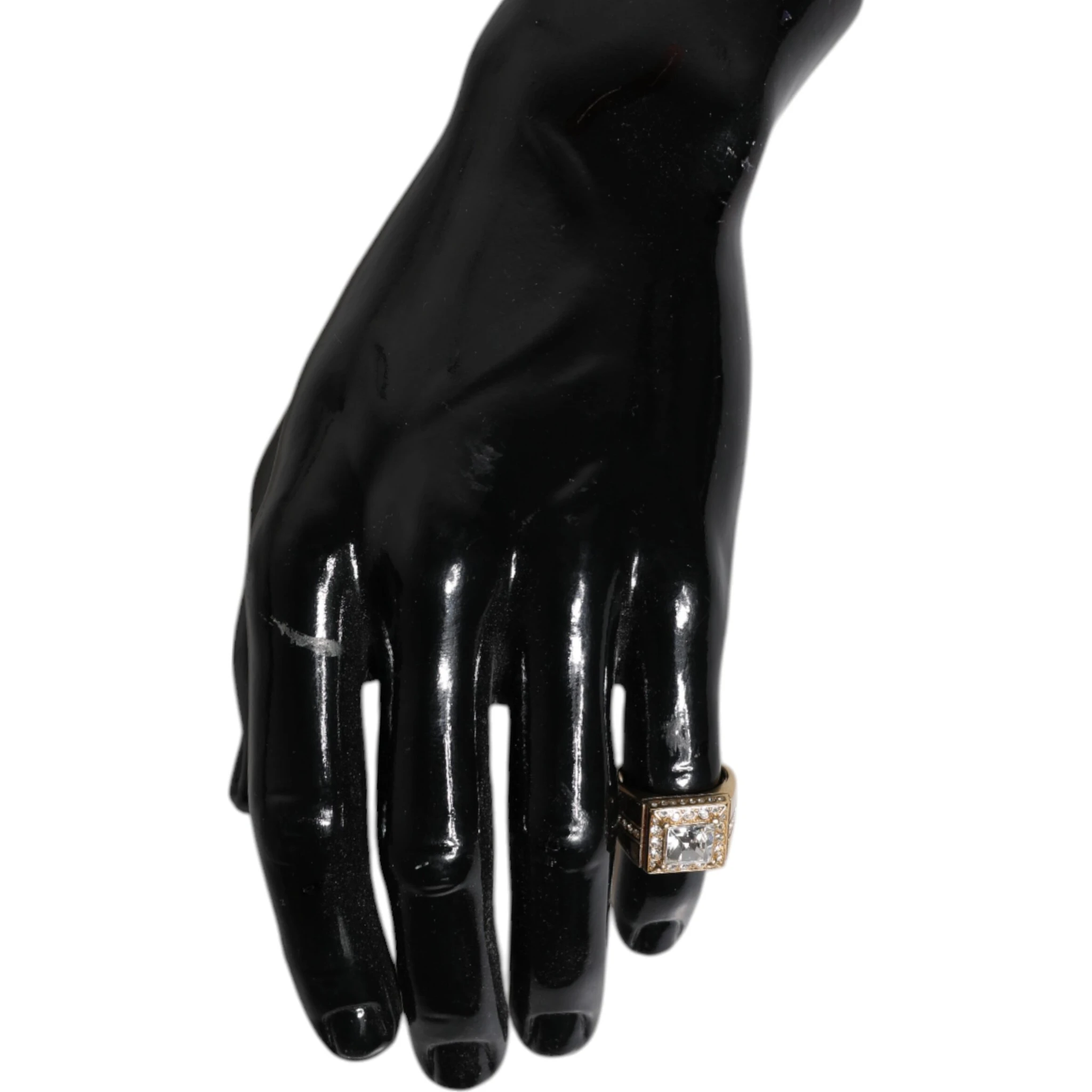 Gold Tone Sterling Silver 925 Crystals Ring