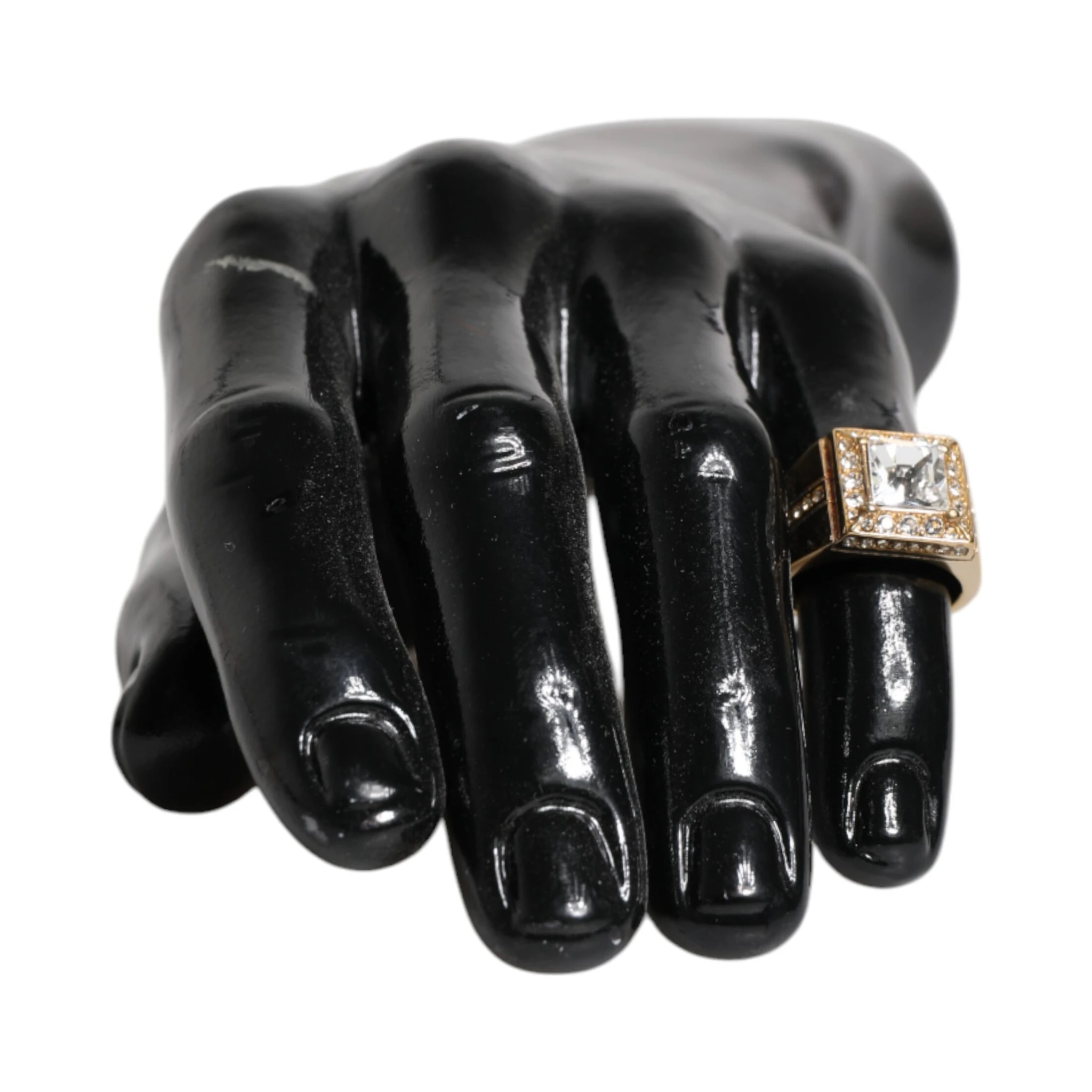 Gold Tone Sterling Silver 925 Crystals Ring