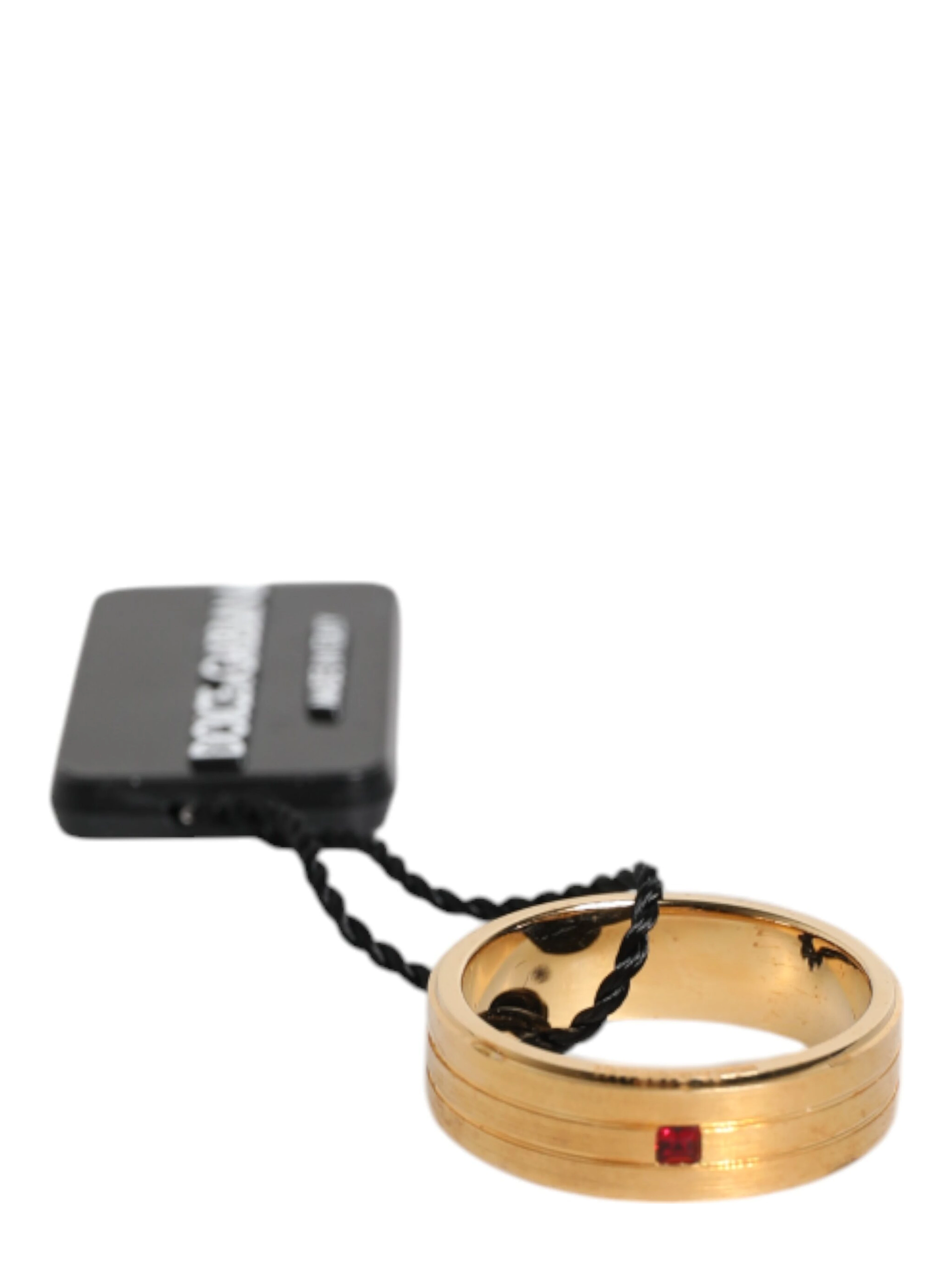 Gold Tone Brass Red Crystal DG Logo Ring