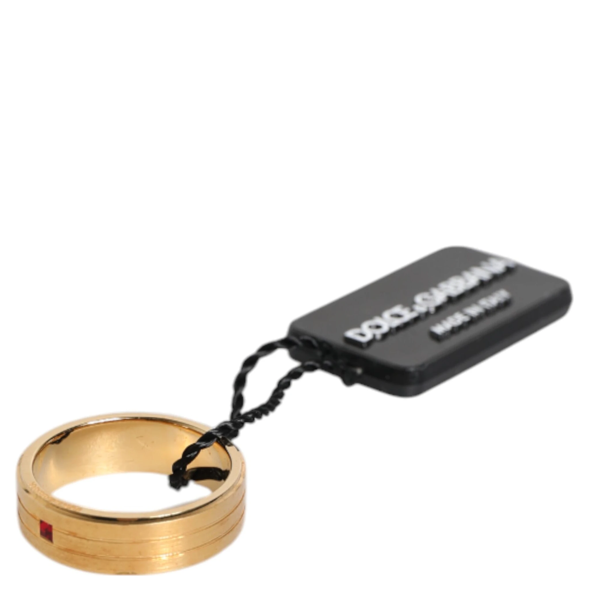 Gold Tone Brass Red Crystal DG Logo Ring