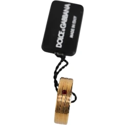 Gold Tone Brass Red Crystal DG Logo Ring