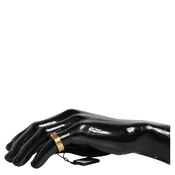 Gold Tone Brass Red Crystal DG Logo Ring