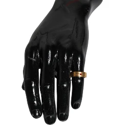 Gold Tone Brass Red Crystal DG Logo Ring