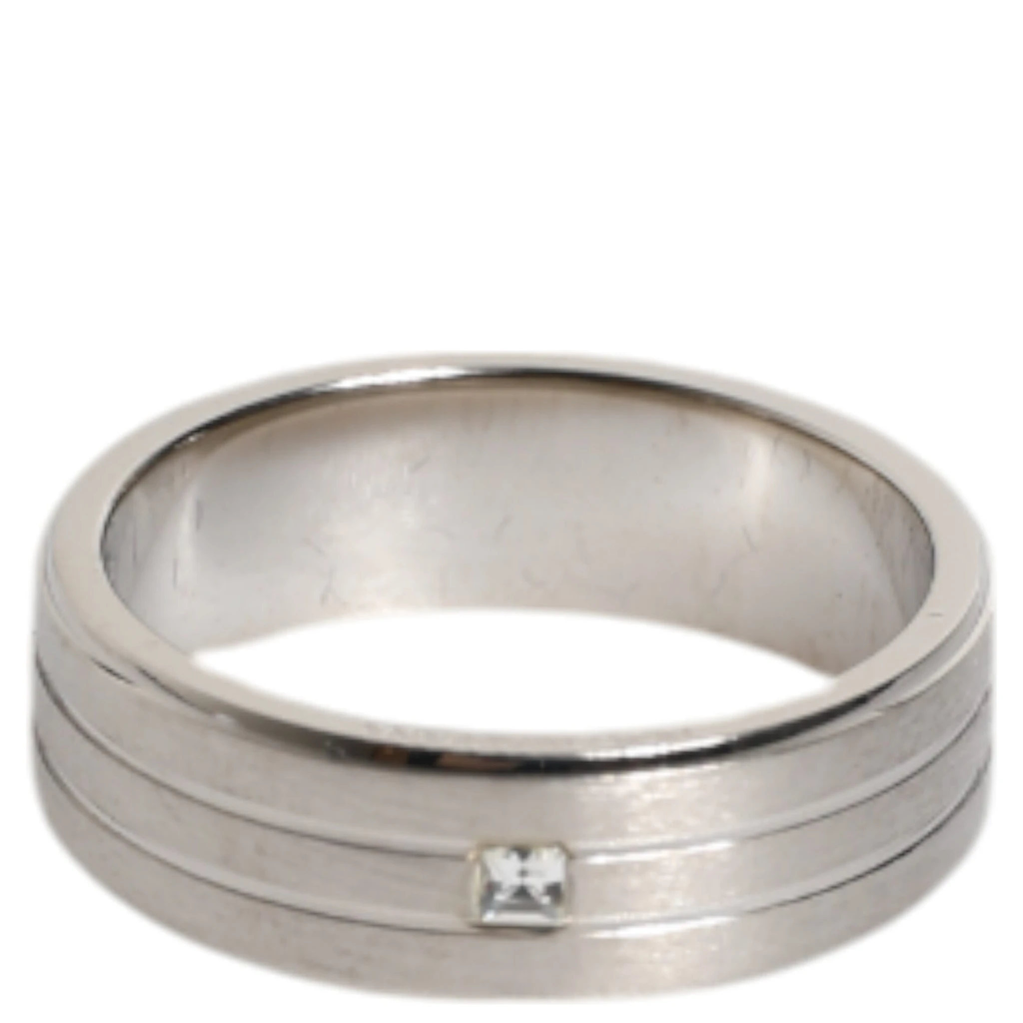 Silver Tone Brass Clear Crystal DG Logo Ring