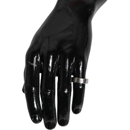 Silver Tone Brass Clear Crystal DG Logo Ring