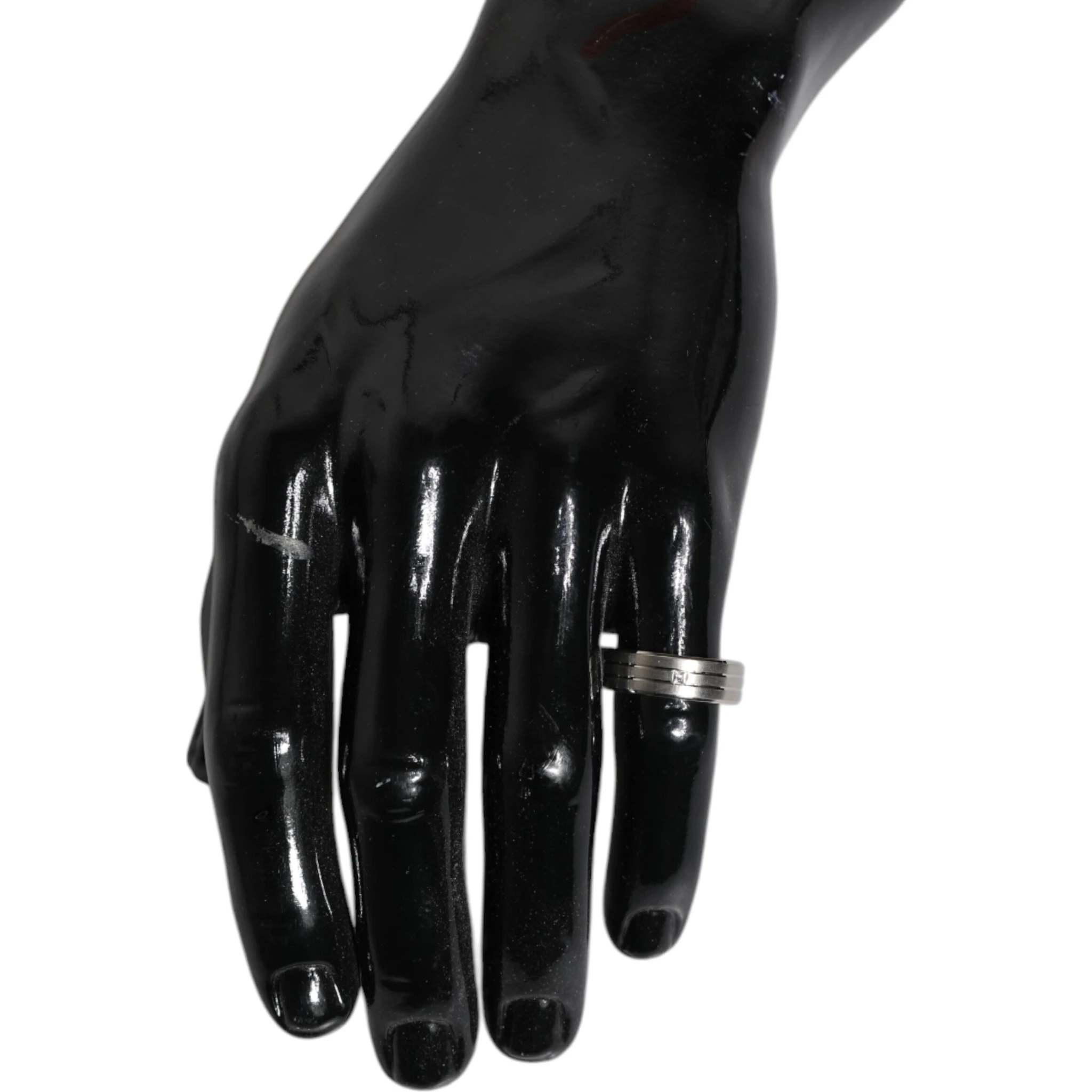 Silver Tone Brass Clear Crystal DG Logo Ring