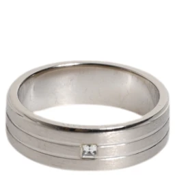 Silver Tone Brass Clear Crystal DG Logo Ring