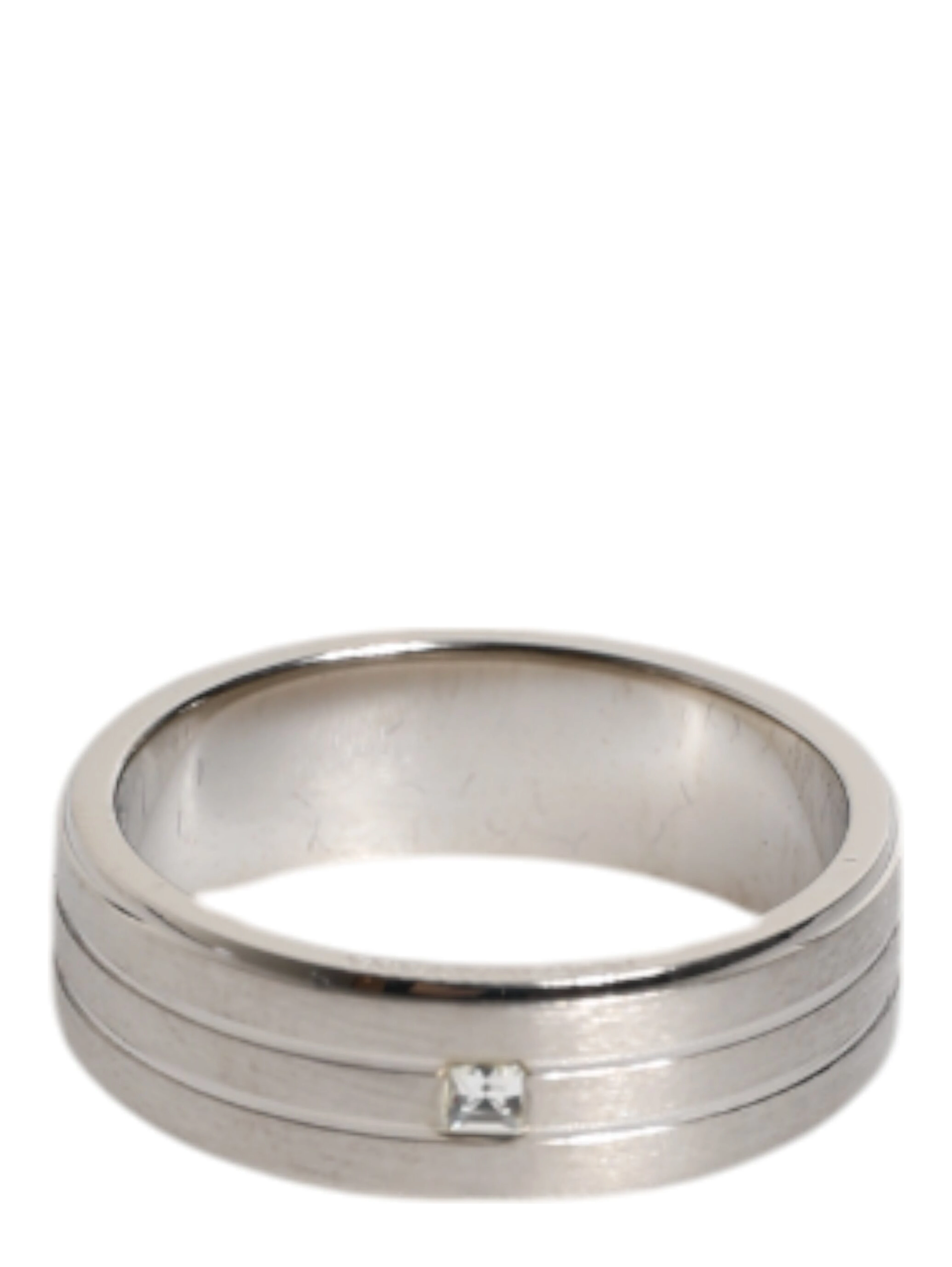 Silver Tone Brass Clear Crystal DG Logo Ring
