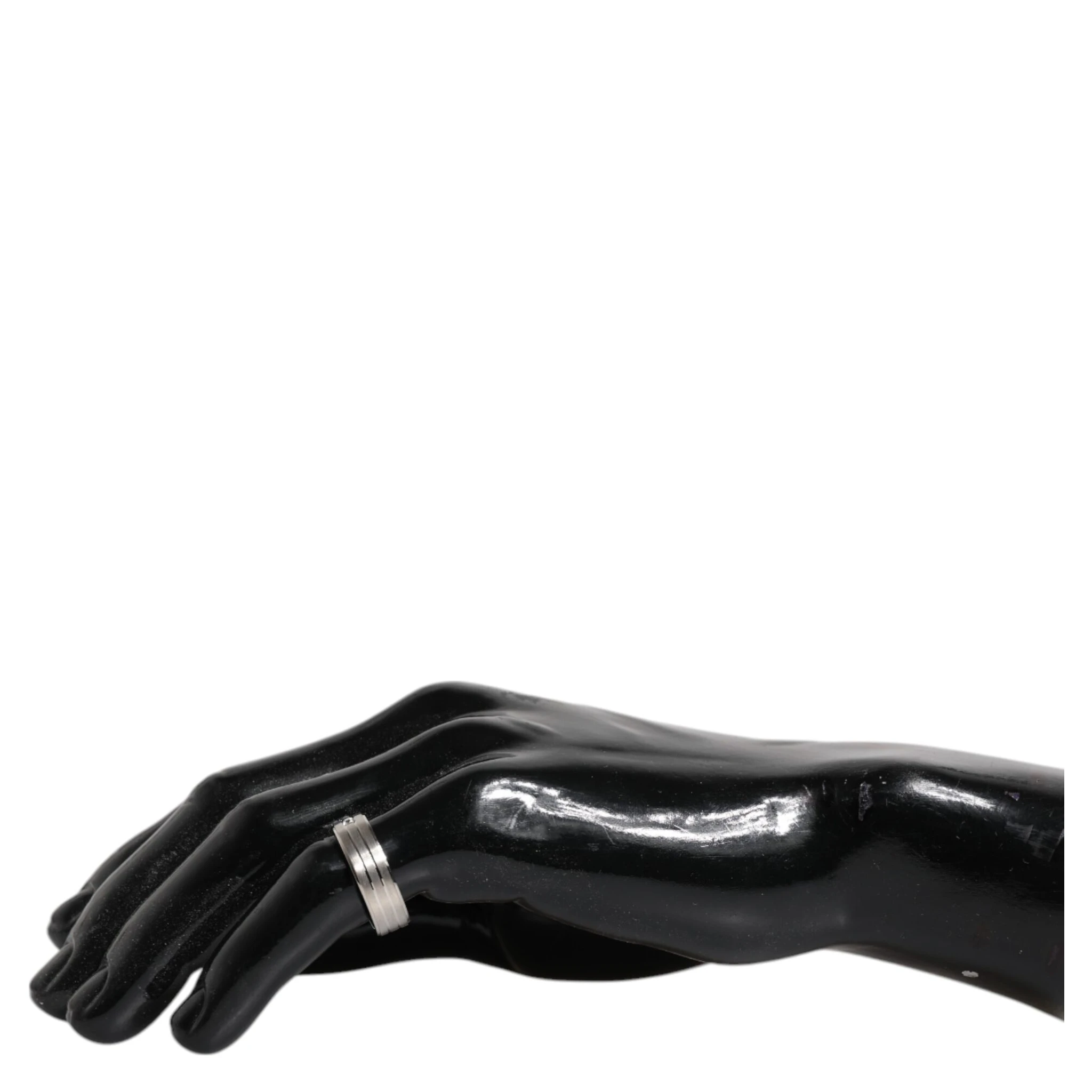 Silver Tone Brass Clear Crystal DG Logo Ring