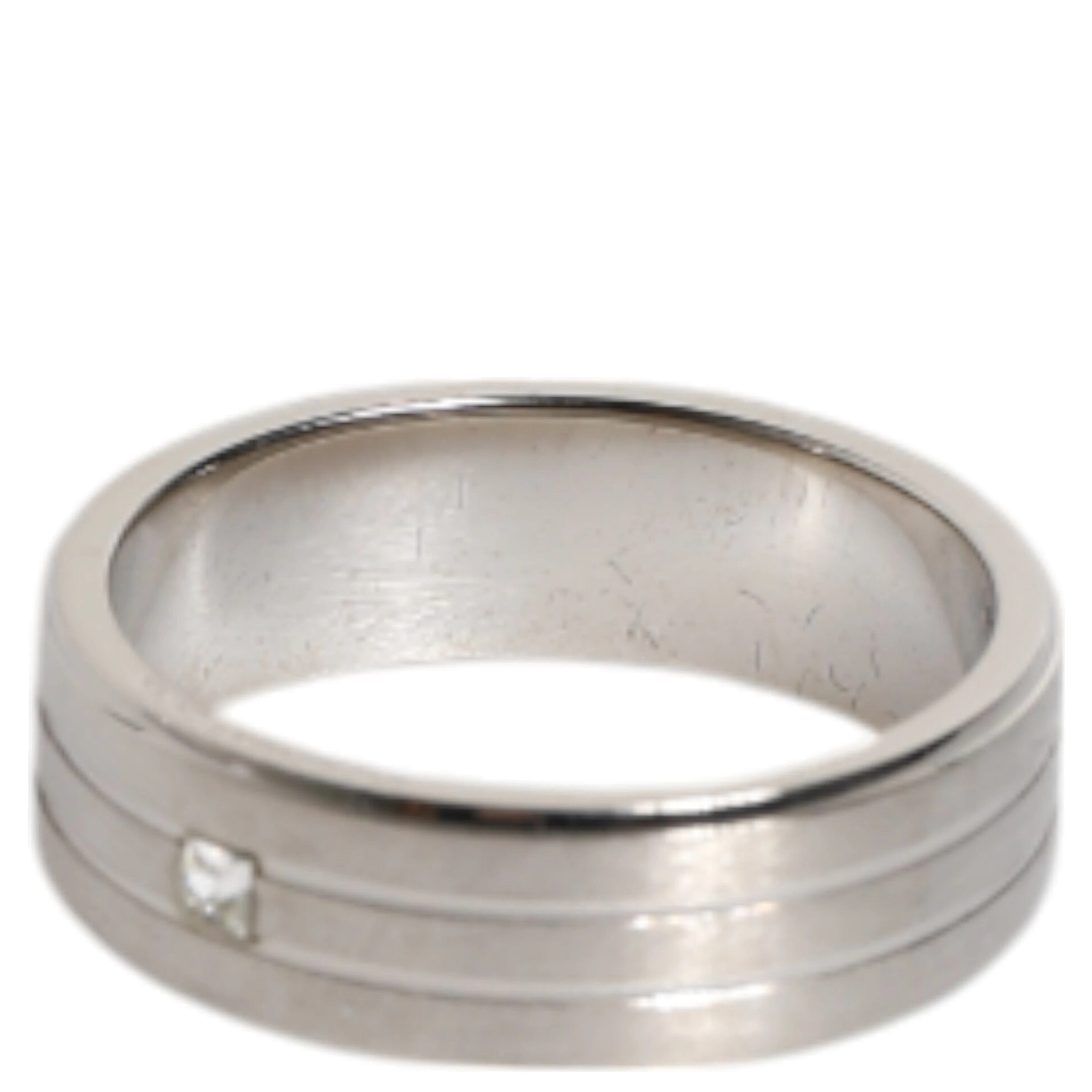 Silver Tone Brass Clear Crystal DG Logo Ring