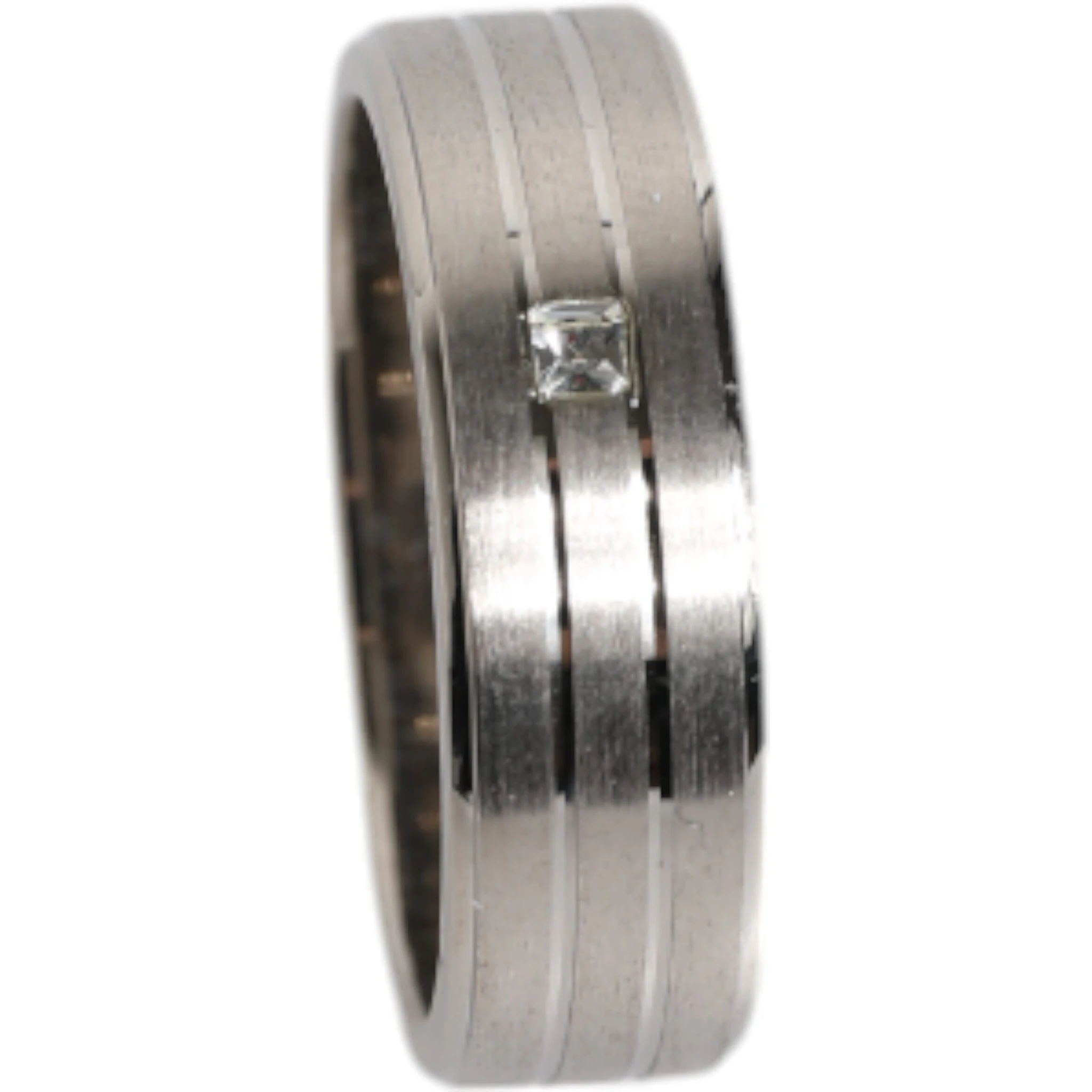 Silver Tone Brass Clear Crystal DG Logo Ring