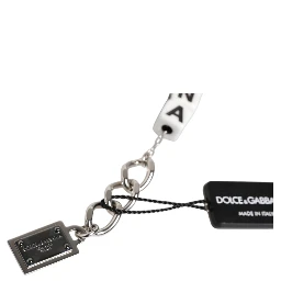 Silver Brass Chain Dice Logo Embellished Charm Bracelet