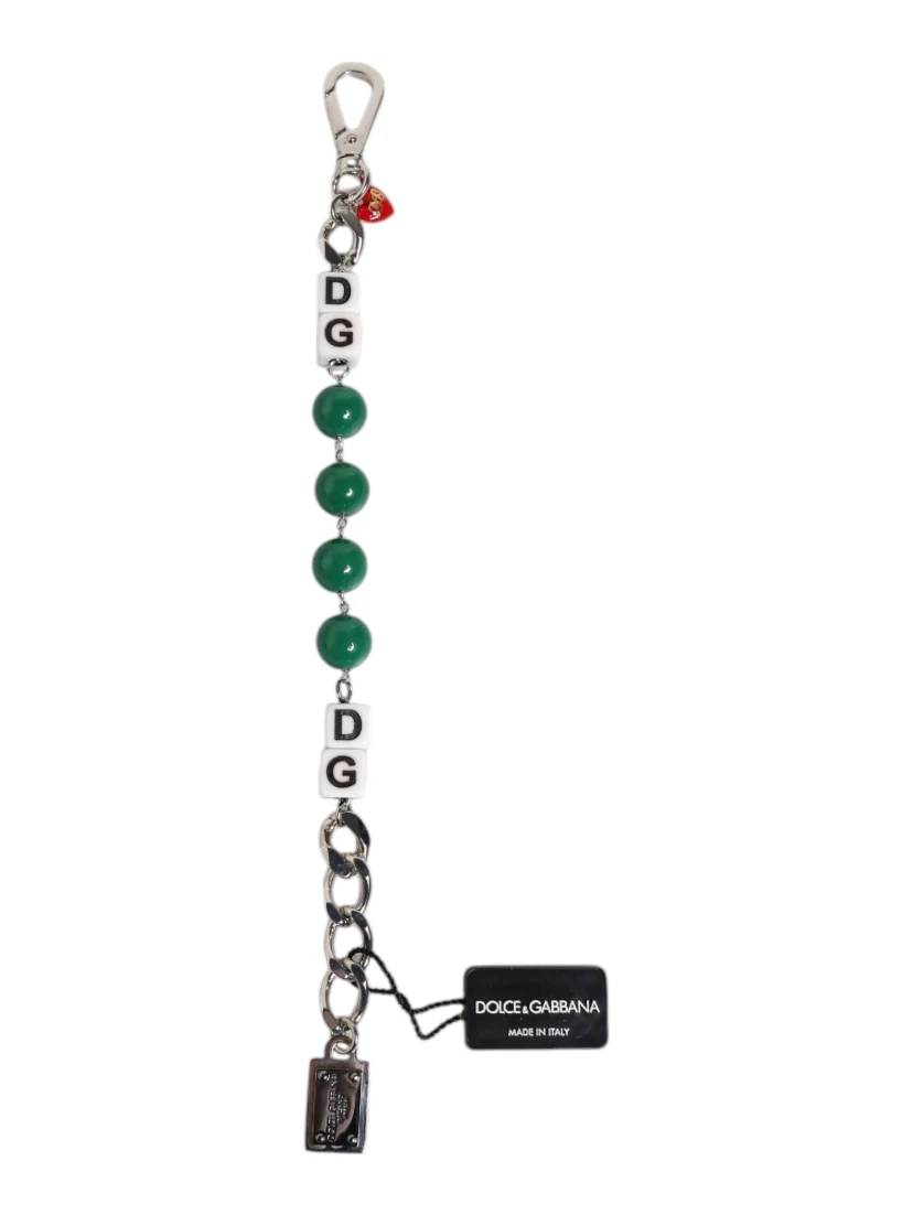 Silver Tone Brass Bead Dice Logo Embellish Charm Bracelet