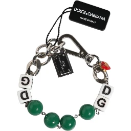 Silver Tone Brass Bead Dice Logo Embellish Charm Bracelet