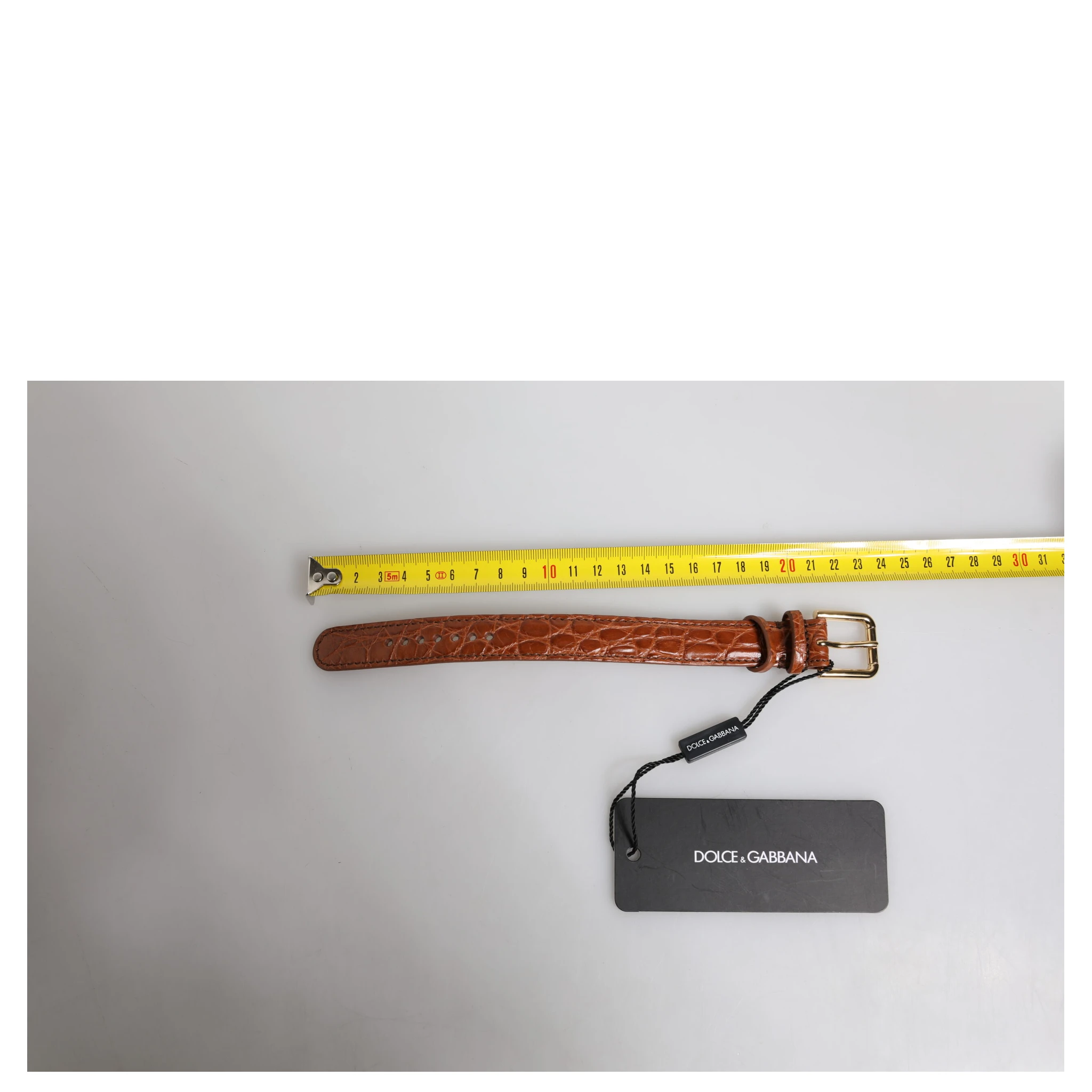 Brown Textured Leather Gold Metal Buckle Armband