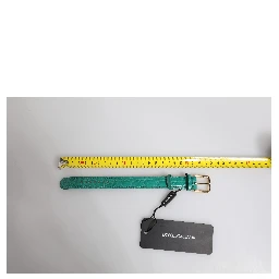 Green Exotic Leather Gold Tone Metal Buckle Armband