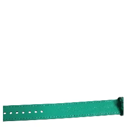 Green Exotic Leather Gold Tone Metal Buckle Armband