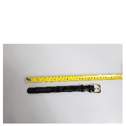 Black Exotic Leather Gold Tone Metal Buckle Armband