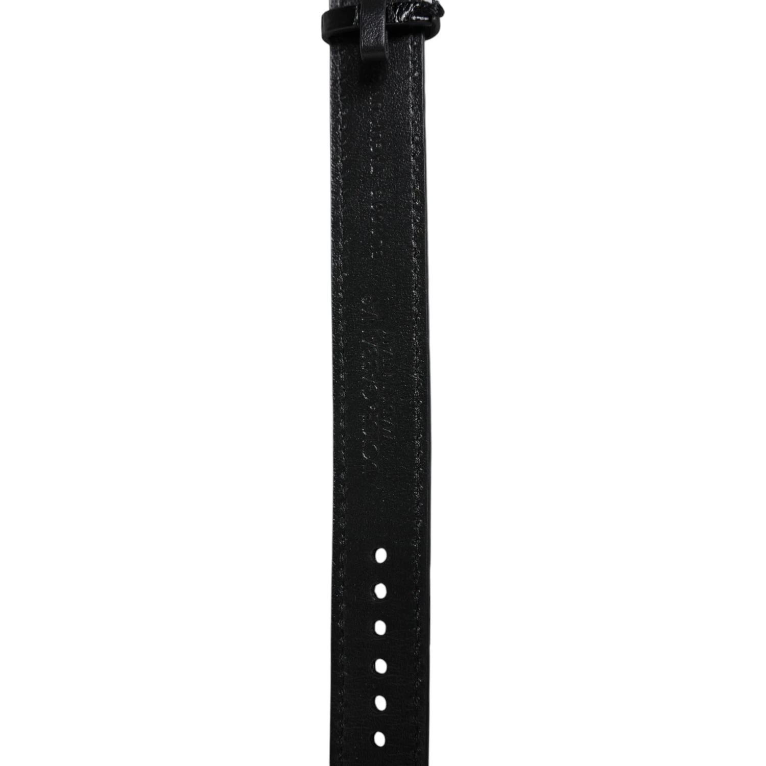 Black Exotic Leather Gold Tone Metal Buckle Armband