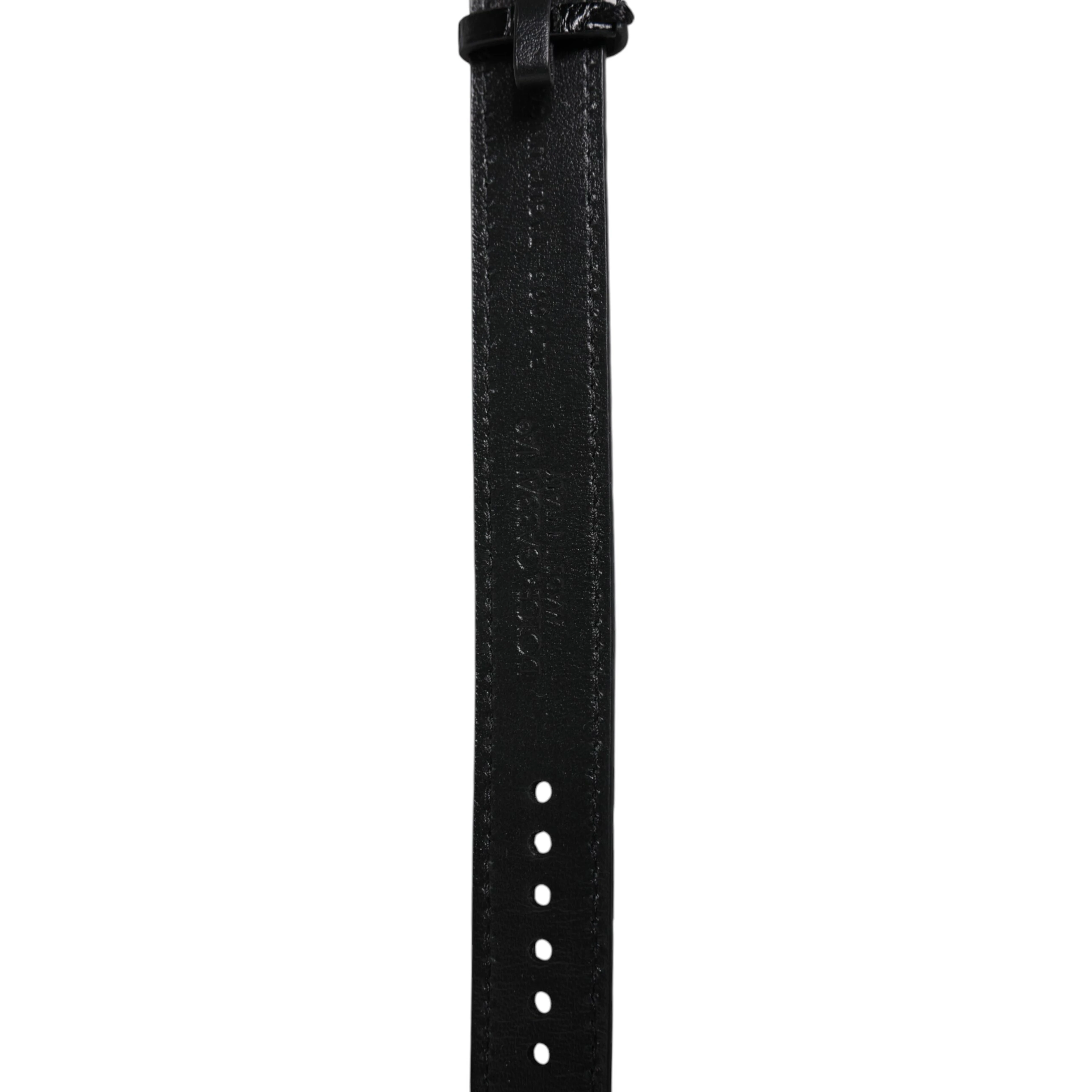 Black Exotic Leather Gold Tone Metal Buckle Armband