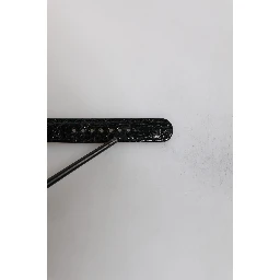 Black Exotic Leather Gold Tone Metal Buckle Armband