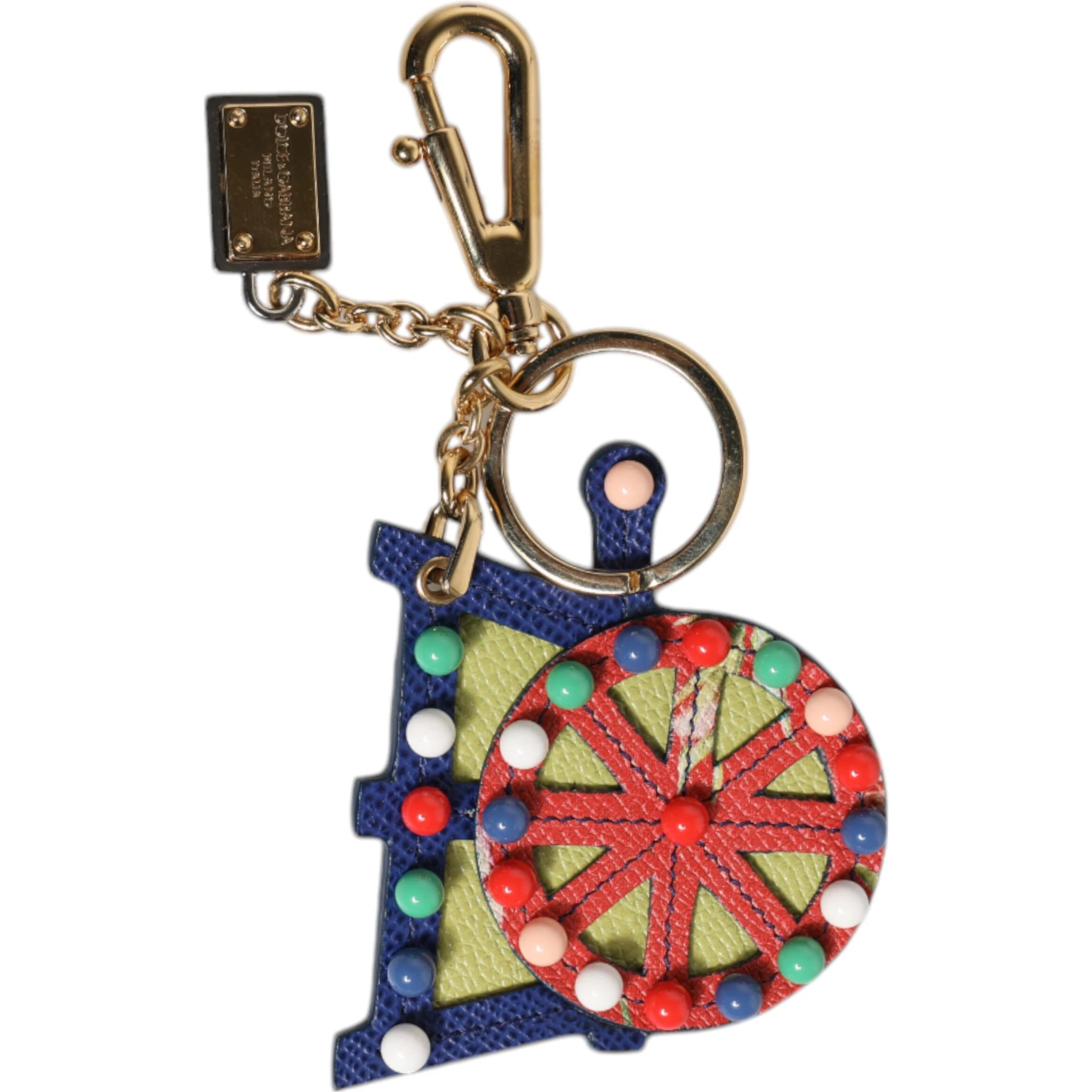 Multicolor Gold Tone Carretto Keychain Keyring