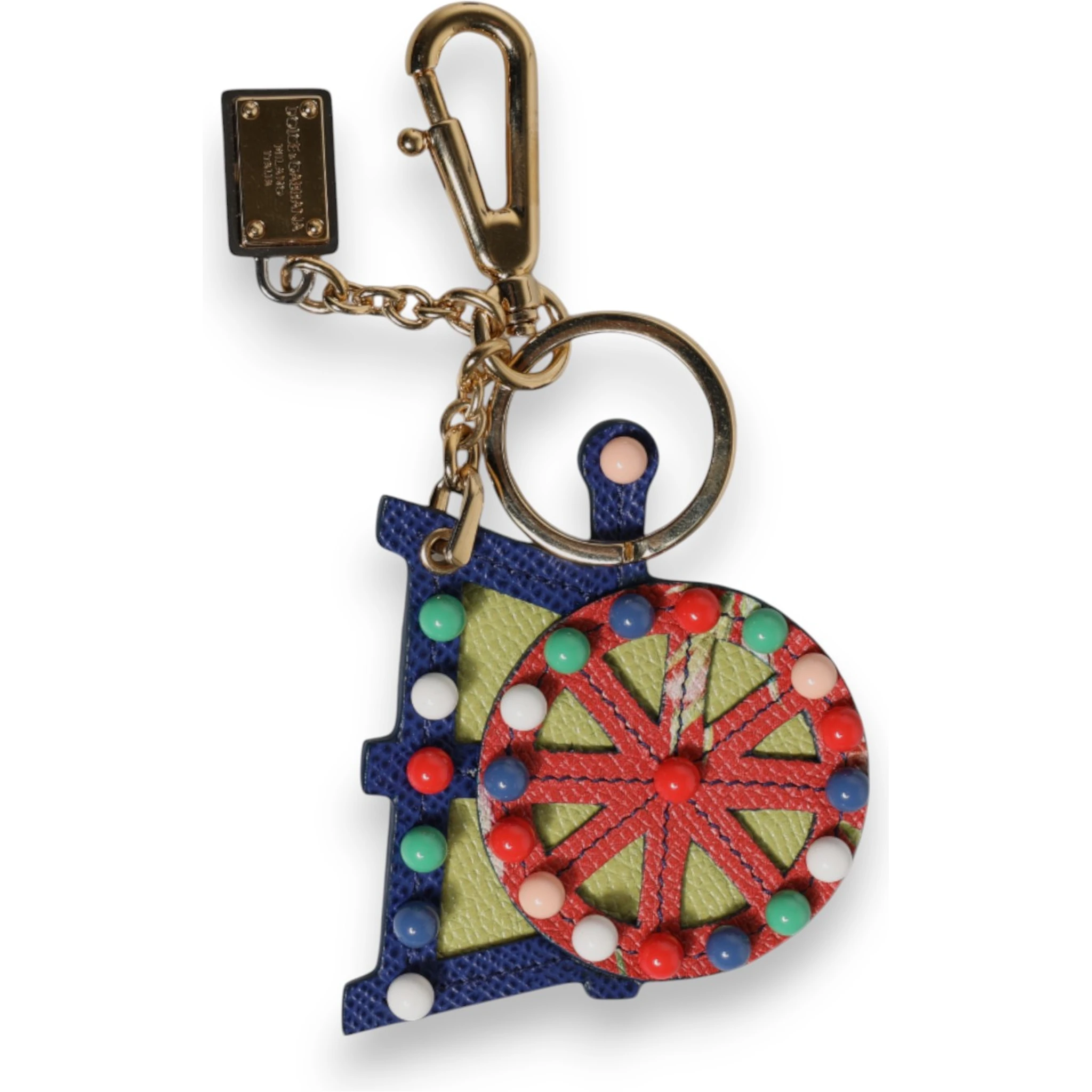 Multicolor Gold Tone Carretto Keychain Keyring