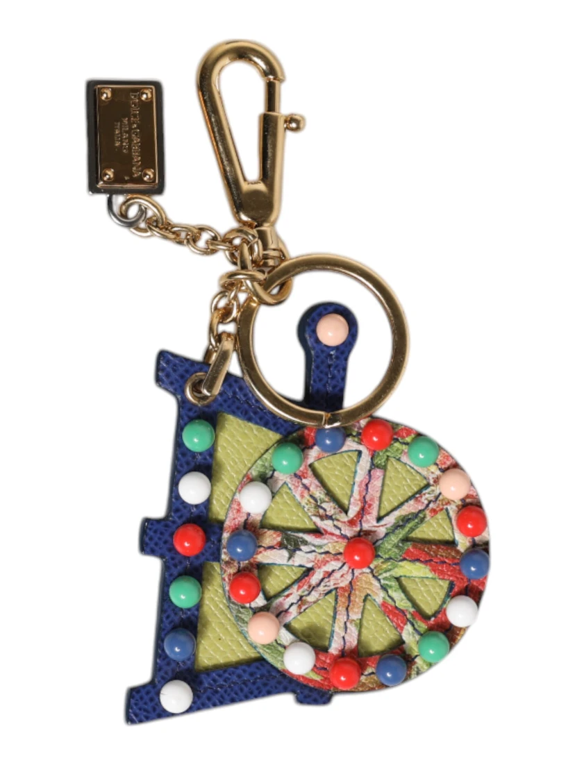 Multicolor Gold Tone Carretto Keychain Keyring