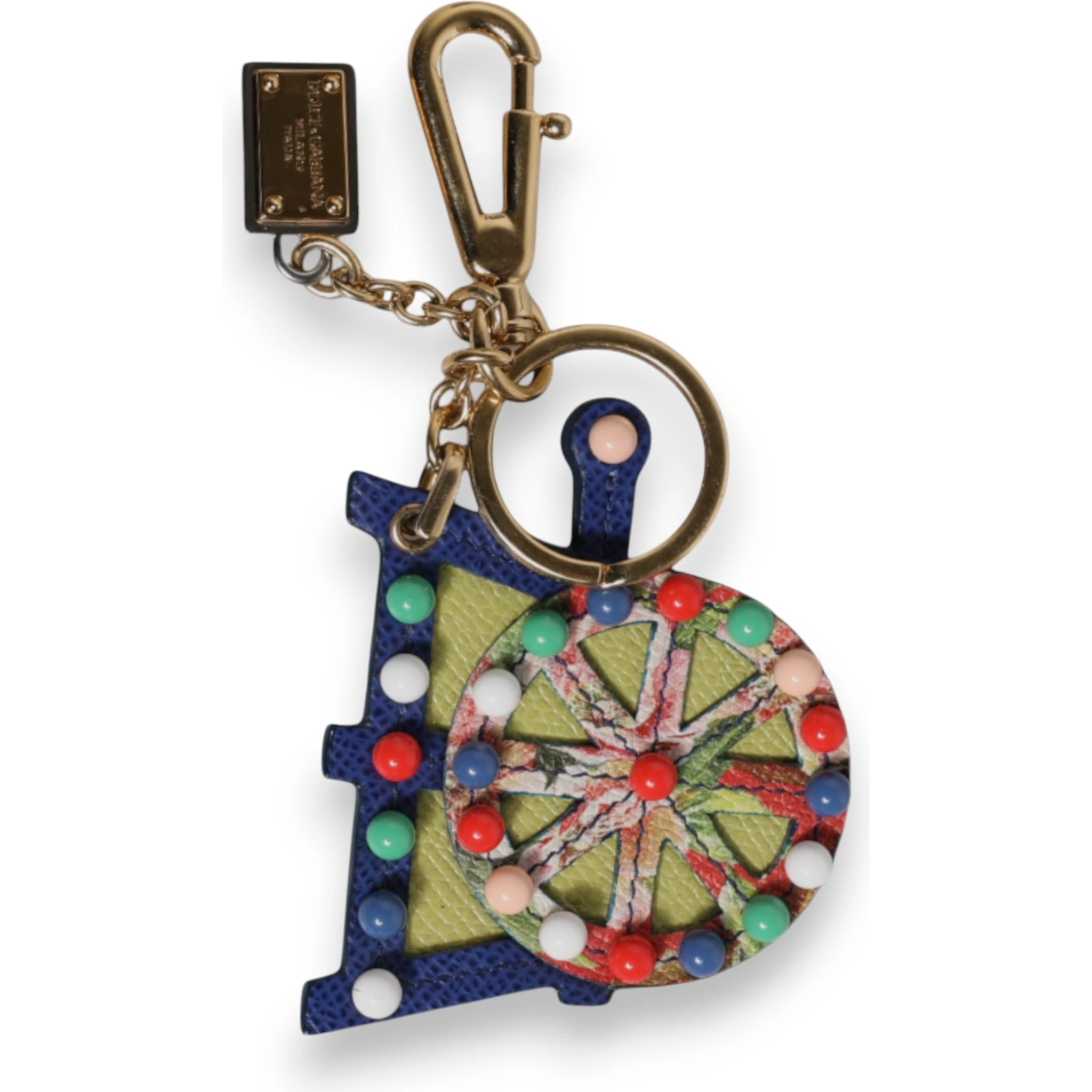 Multicolor Gold Tone Carretto Keychain Keyring