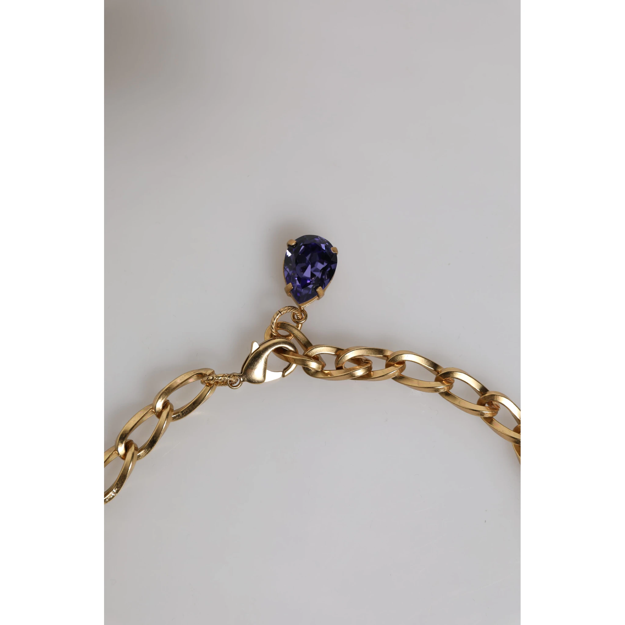 Gold Brass Floral Crystals Pearl Embellished Necklace