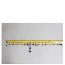 Gold Brass Floral Crystals Pearl Embellished Necklace