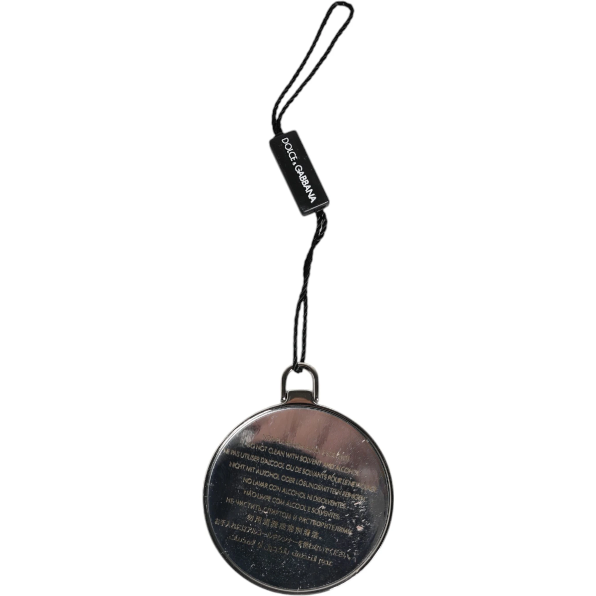 Green Calfskin Leather Round Logo Hand Mirror Holder