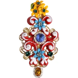 Multicolor Spring CARRETTO Gold Brass Crystal Hair Clip