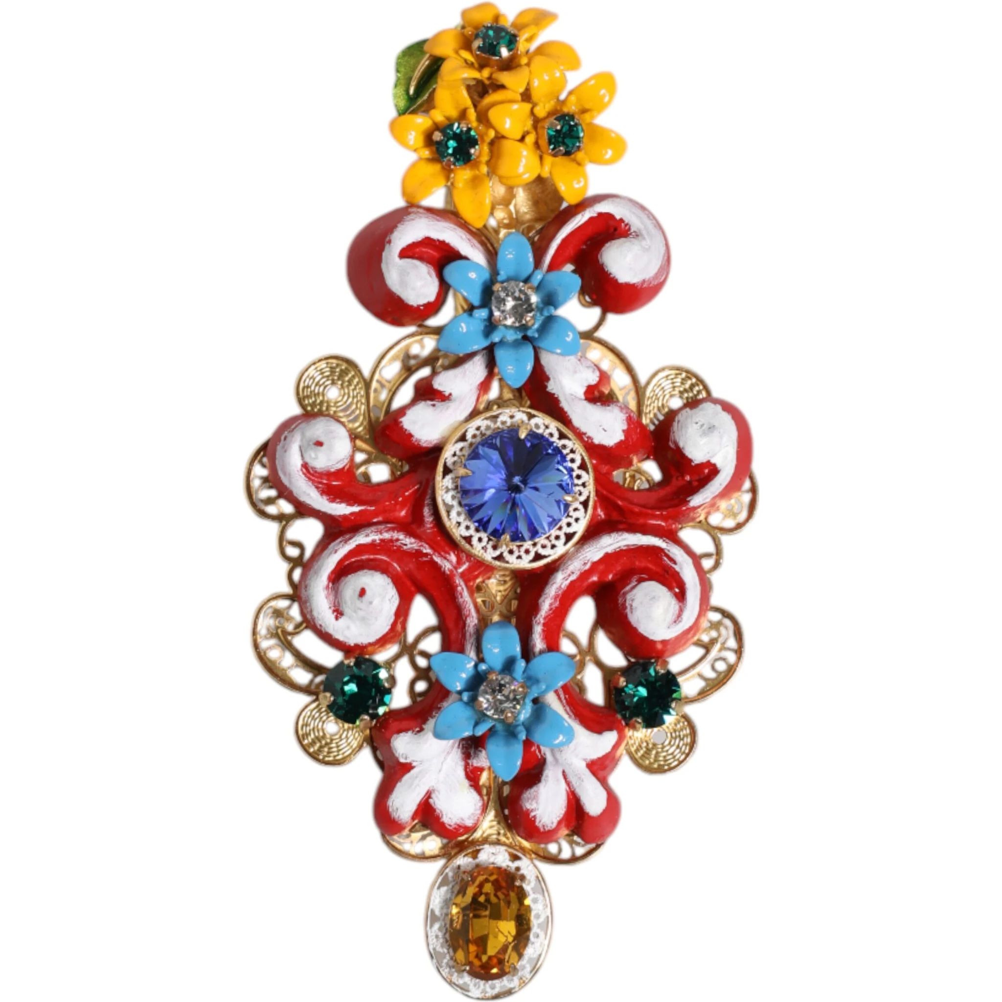 Multicolor Spring CARRETTO Gold Brass Crystal Hair Clip