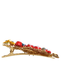 Multicolor Spring CARRETTO Gold Brass Crystal Hair Clip