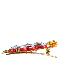 Multicolor Spring CARRETTO Gold Brass Crystal Hair Clip