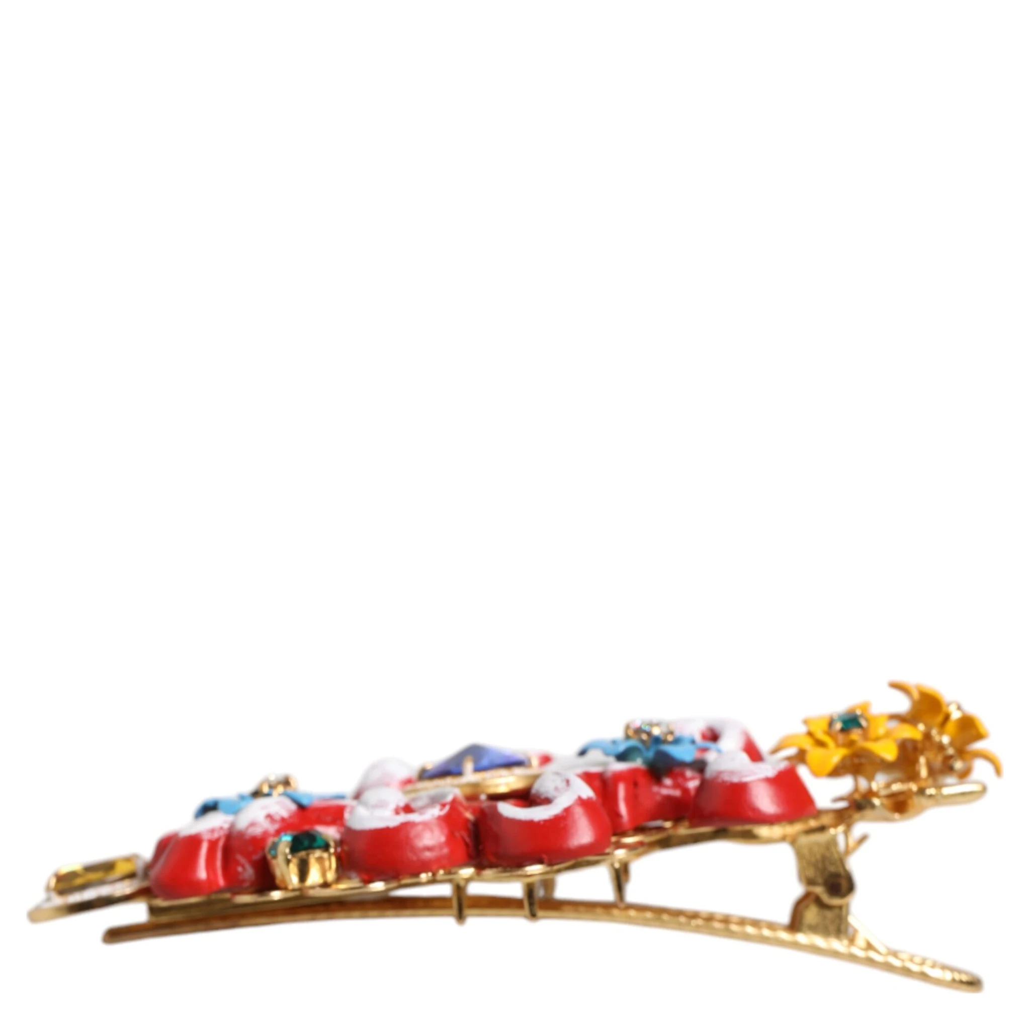 Multicolor Spring CARRETTO Gold Brass Crystal Hair Clip