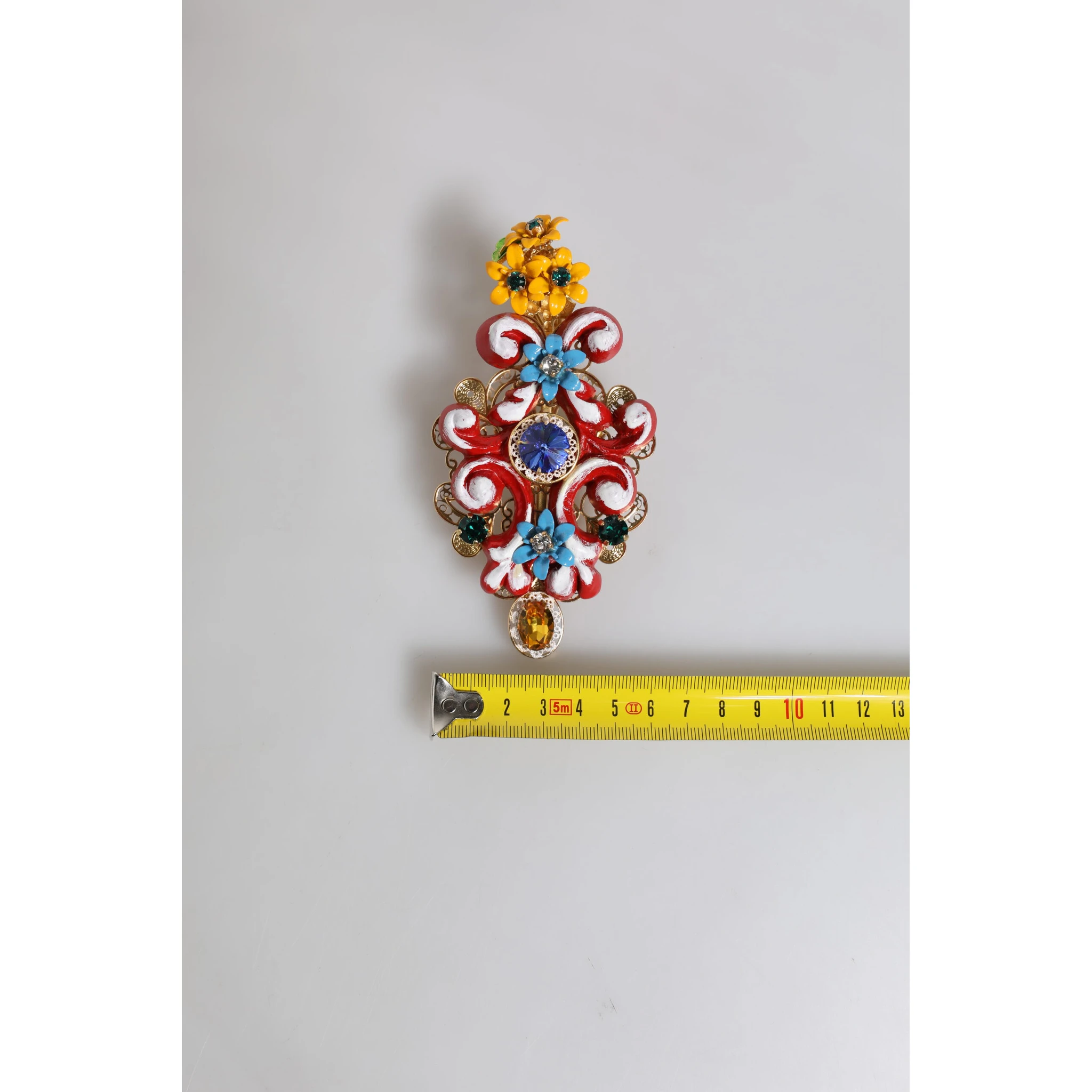 Multicolor Spring CARRETTO Gold Brass Crystal Hair Clip