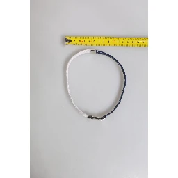 Blue White Leather Trimmed DG Engraved Silver Tone Clasp Bracelet