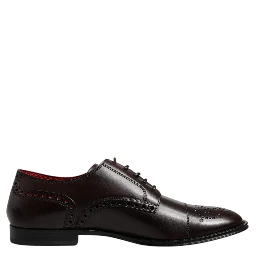 Maroon Calfskin Leather Derby Men Dress Shoes