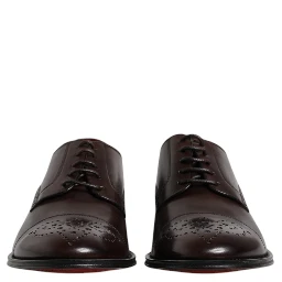 Maroon Calfskin Leather Derby Men Dress Shoes