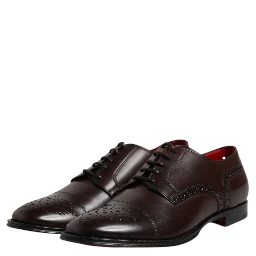 Maroon Calfskin Leather Derby Men Dress Shoes