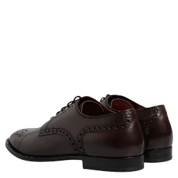 Maroon Calfskin Leather Derby Men Dress Shoes