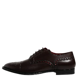 Maroon Calfskin Leather Derby Men Dress Shoes