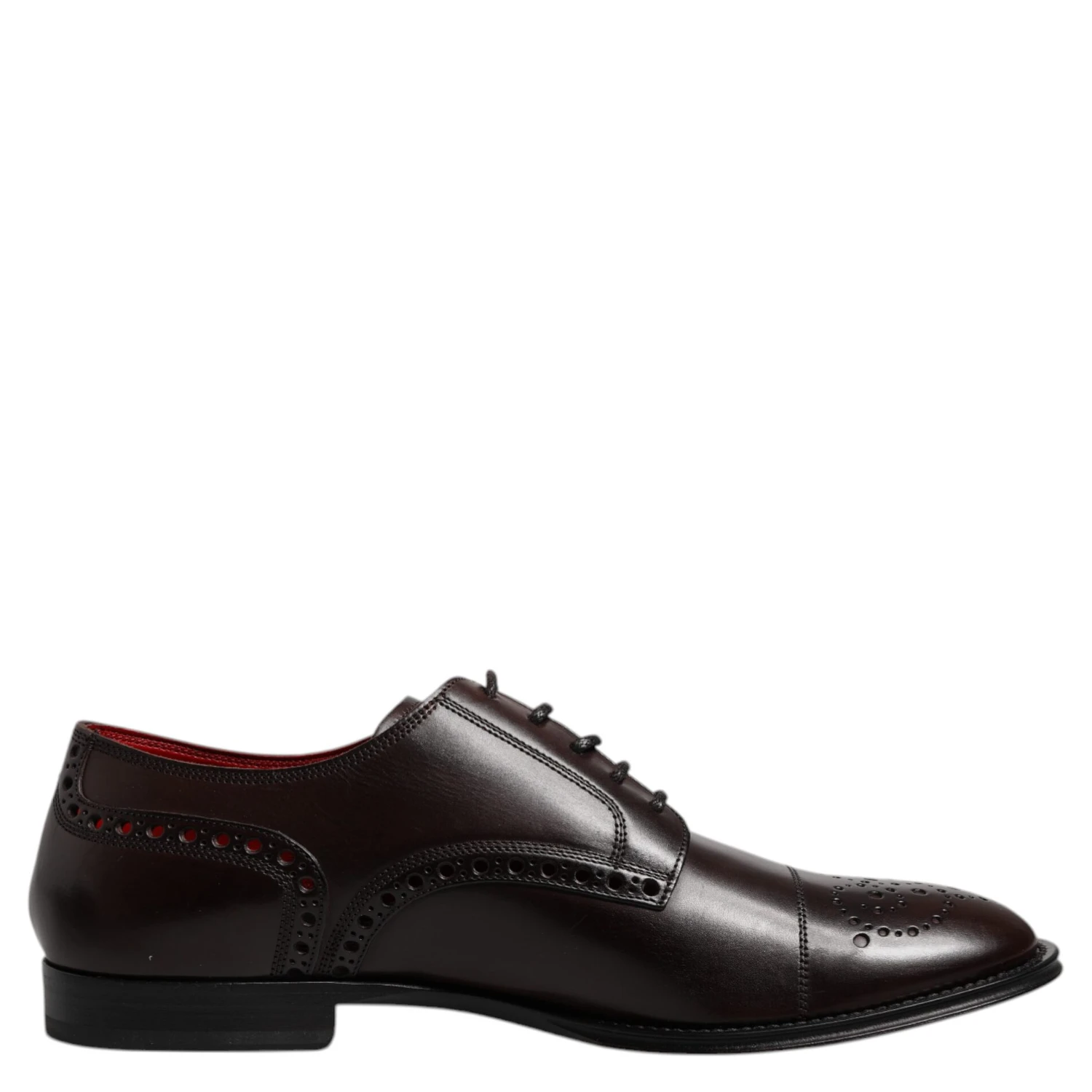 Maroon Calfskin Leather Derby Men Dress Shoes