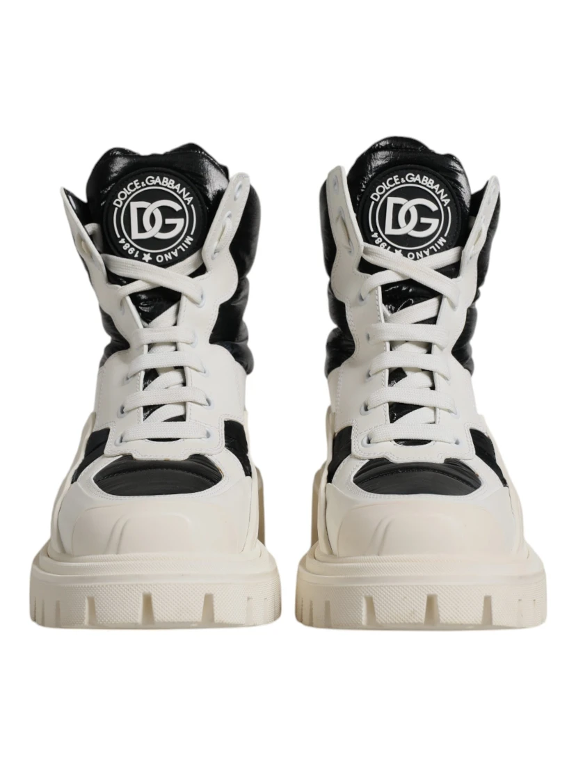 White Padded Mid Calf Lace Up Boots Shoes